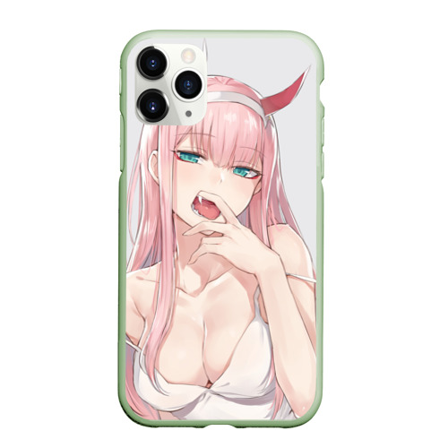 Чехол для iPhone 11 Pro матовый Ahegao Zero Two, цвет салатовый