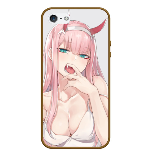 Чехол для iPhone 5/5S матовый Ahegao Zero Two, цвет коричневый