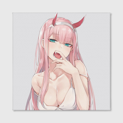 Холст квадратный Ahegao Zero Two, цвет 3D печать - фото 2