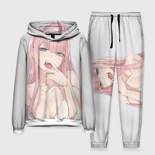 Мужской костюм с толстовкой 3D Ahegao Zero Two, цвет белый