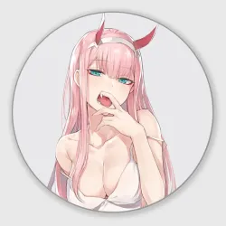 Круглый коврик для мышки Ahegao Zero Two