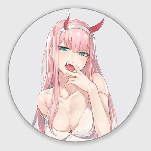 Круглый коврик для мышки Ahegao Zero Two
