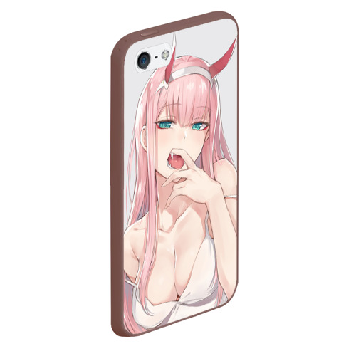 Чехол для iPhone 5/5S матовый Ahegao Zero Two, цвет коричневый - фото 3