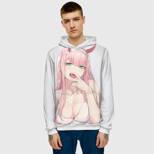 Мужская толстовка 3D Ahegao Zero Two, цвет белый - фото 3