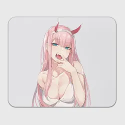 Прямоугольный коврик для мышки Ahegao Zero Two