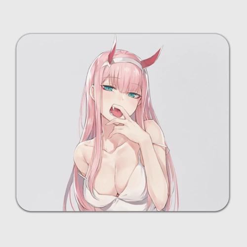 Прямоугольный коврик для мышки Ahegao Zero Two