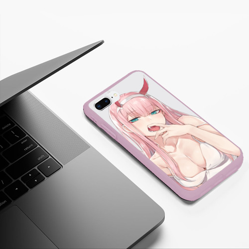 Чехол для iPhone 7Plus/8 Plus матовый Ahegao Zero Two, цвет розовый - фото 5