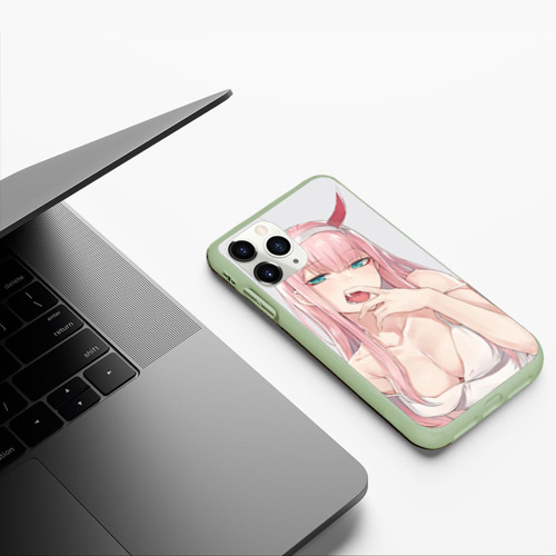 Чехол для iPhone 11 Pro матовый Ahegao Zero Two, цвет салатовый - фото 5