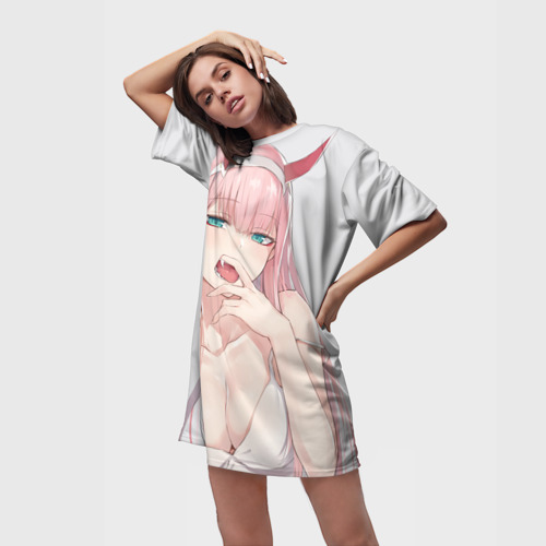Платье-футболка 3D Ahegao Zero Two, цвет 3D печать - фото 3