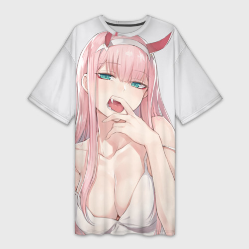 Платье-футболка 3D Ahegao Zero Two, цвет 3D печать