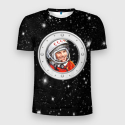 Мужская футболка 3D Slim Юрий Гагарин звездное небо