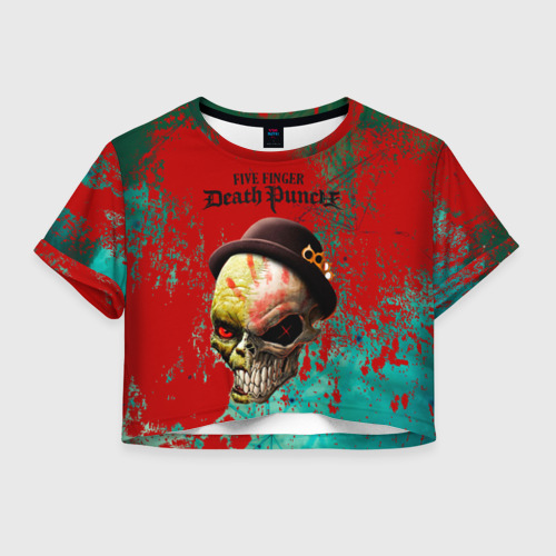 Женская футболка Crop-top 3D five finger death punch, цвет 3D печать