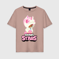 Женская футболка хлопок Oversize Leon Unicorn Brawl Stars