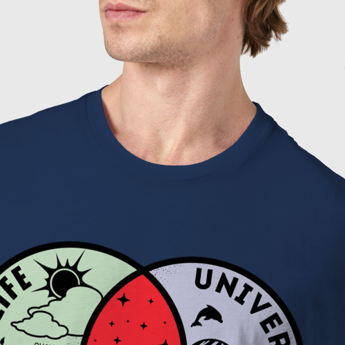 Мужская футболка хлопок Life Universe Everything, цвет темно-синий - фото 6