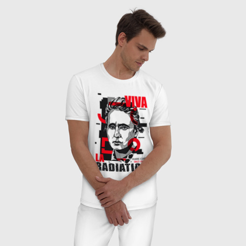 Мужская пижама хлопок Marie Curie, цвет белый - фото 3