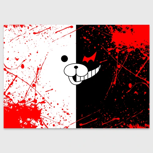 Поздравительная открытка Monokuma мордочка и брызги