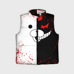 Детский жилет утепленный 3D Monokuma мордочка и брызги