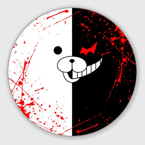 Круглый коврик для мышки Monokuma мордочка и брызги
