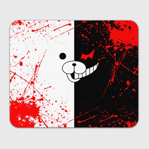 Прямоугольный коврик для мышки Monokuma мордочка и брызги