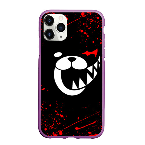 Чехол для iPhone 11 Pro матовый Monokuma красные брызги, цвет фиолетовый