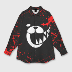 Женская рубашка oversize 3D Monokuma красные брызги