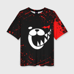 Женская футболка oversize 3D Monokuma красные брызги