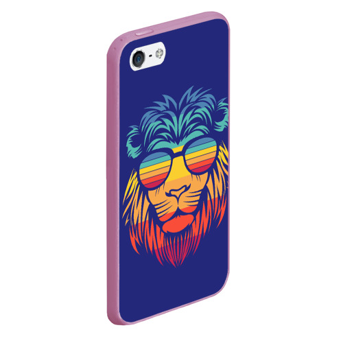 Чехол для iPhone 5/5S матовый LION#2, цвет розовый - фото 3