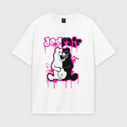 Женская футболка Oversize хлопок texturе Monokuma розовые подтеки