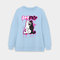 Женский свитшот oversize без начеса хлопок Monokuma розовые подтеки