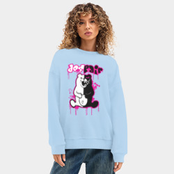 Женский свитшот oversize без начеса хлопок Monokuma розовые подтеки - фото 2