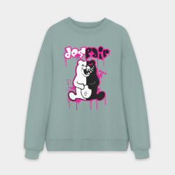 Мужской свитшот oversize без начеса хлопок Monokuma розовые подтеки