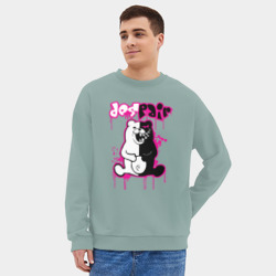 Мужской свитшот oversize без начеса хлопок Monokuma розовые подтеки - фото 2