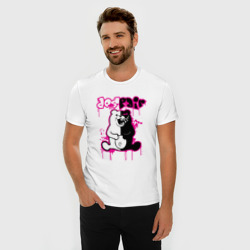 Мужская футболка хлопок Slim Monokuma розовые подтеки - фото 2