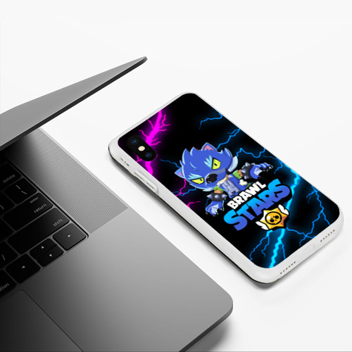 Чехол для iPhone XS Max матовый Brawl Stars Leon, цвет белый - фото 5