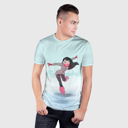 Мужская футболка 3D Slim с принтом Фигурное катание, фото на моделе #1