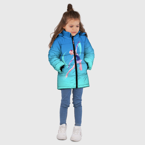 Зимняя куртка для девочек 3D с принтом Фигурное катание, вид сбоку #3