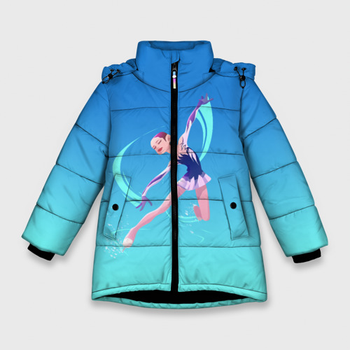 Зимняя куртка для девочек 3D с принтом Фигурное катание, вид спереди #2
