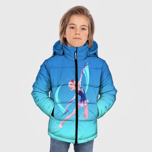 Зимняя куртка для мальчиков 3D с принтом Фигурное катание, фото на моделе #1