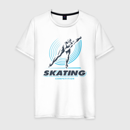 Мужская футболка из хлопка с принтом Skating competition, вид спереди №1