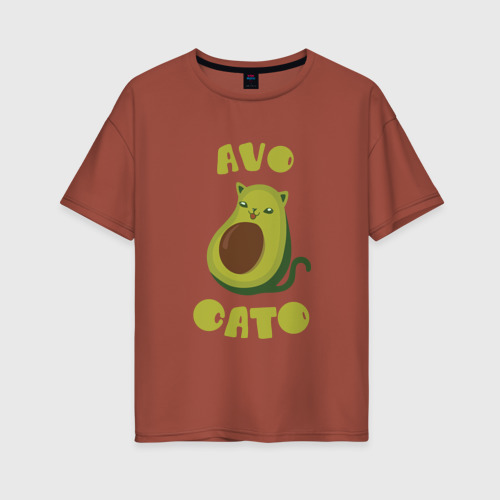 Женская футболка из хлопка оверсайз с принтом AvoCato, вид спереди №1