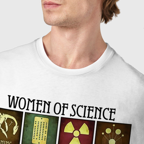 Мужская футболка хлопок Women of science, цвет белый - фото 6
