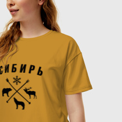 Женская футболка хлопок Oversize Сибирь - фото 2