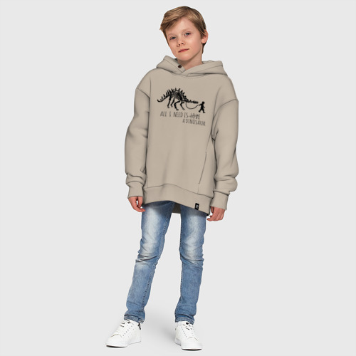 Детское худи Oversize хлопок All a Need is dinosaur, цвет миндальный - фото 11