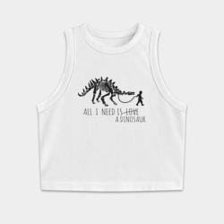 Женская укороченная майка-топ хлопок All a Need is dinosaur