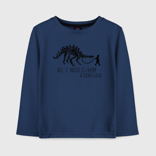 Детский лонгслив хлопок All a Need is dinosaur, цвет темно-синий