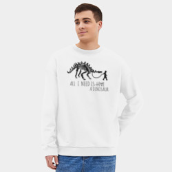 Мужской свитшот oversize без начеса хлопок All a Need is dinosaur - фото 2
