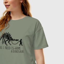 Женская футболка хлопок Oversize All a Need is dinosaur - фото 2