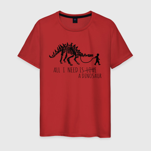 Мужская футболка хлопок All a Need is dinosaur, цвет красный