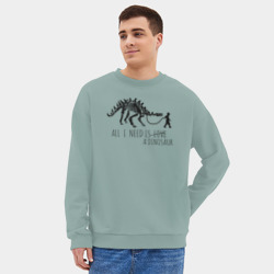 Мужской свитшот oversize без начеса хлопок All a Need is dinosaur - фото 2