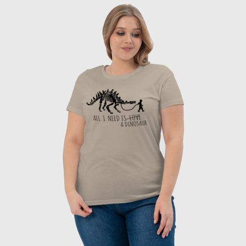 Женская футболка хлопок All a Need is dinosaur, цвет миндальный - фото 6